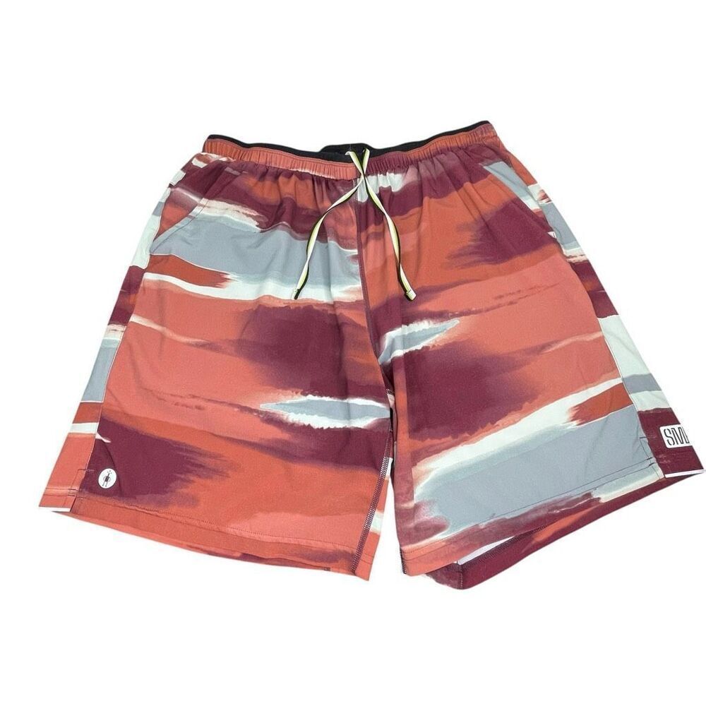 Smartwool Men's Active Lined 8" Short Black Cherry Horizon Print Size Large
